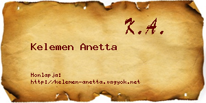 Kelemen Anetta névjegykártya